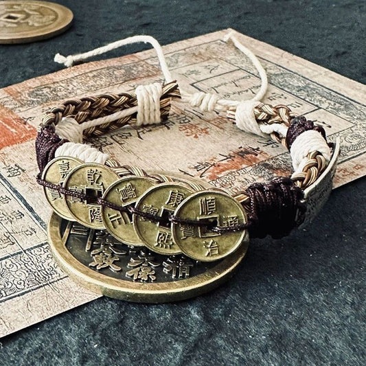 Ancient coin guardian bracelet: Symbolizing stability and opportunity, suitable as a gift for both men and women