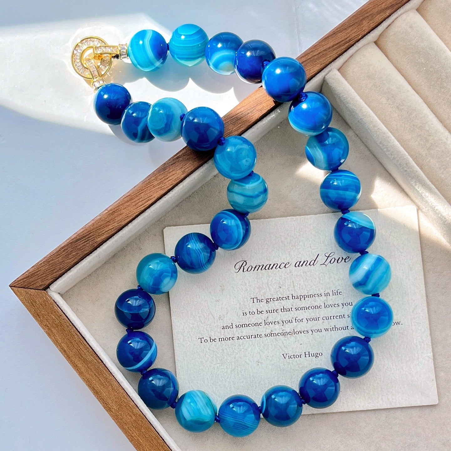 Blue Agate Energy Gift Box: A special gift for ladies symbolizing tranquility and strength