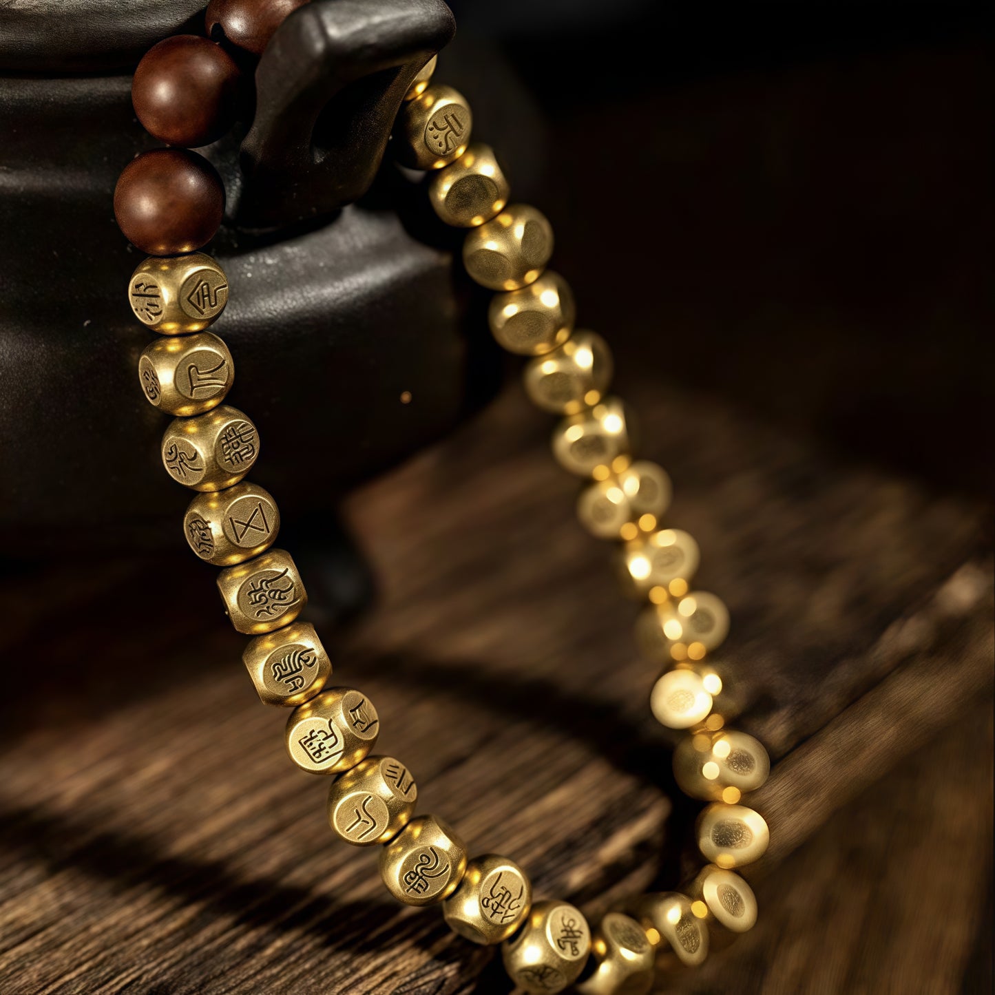 Seal script golden light incantation copper bracelet: Ward off evil, protect, purify negative energy, attract auspiciousness