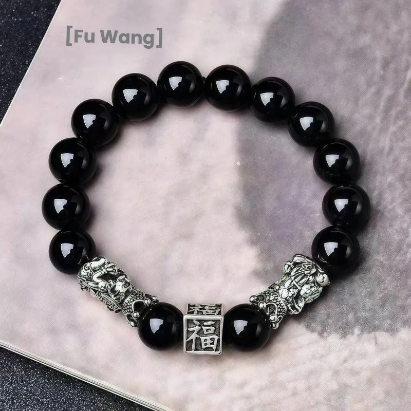 Obsidian Guardian Bracelet - A perfect gift for both men and women to bring wealth and good fortune