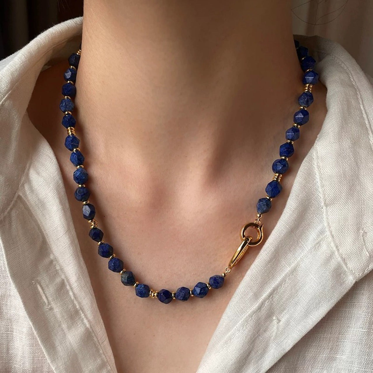Empowering Wisdom and Inner Strength Lapis Lazuli Matte Irregular Beads Necklace
