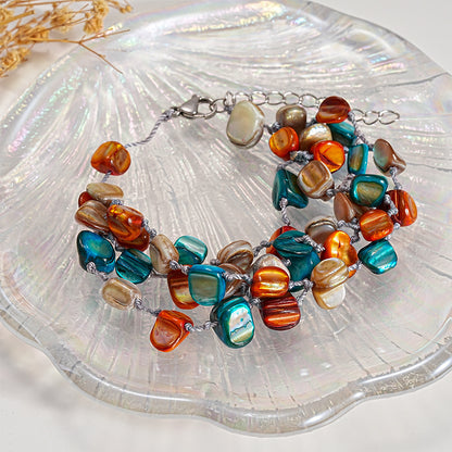 Natural shell and crystal beaded necklace gift set - Blessing Ceremony - Photo frame and amulet