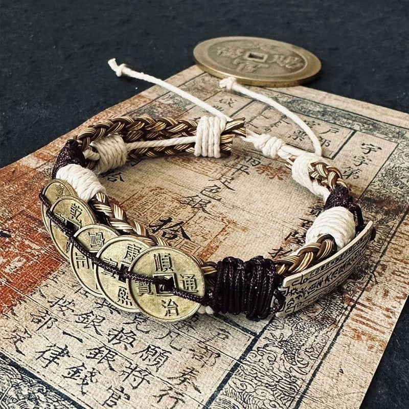 Ancient coin guardian bracelet: Symbolizing stability and opportunity, suitable as a gift for both men and women