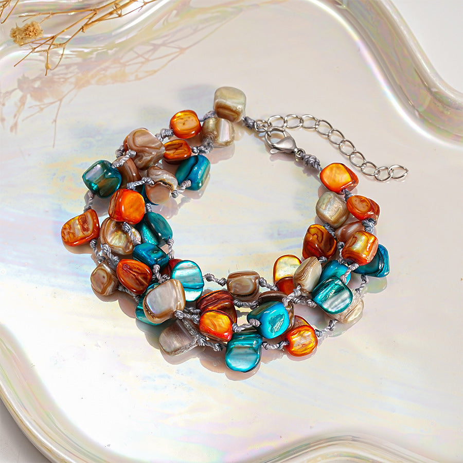 Natural shell and crystal beaded necklace gift set - Blessing Ceremony - Photo frame and amulet