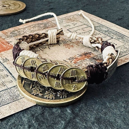 Ancient coin guardian bracelet: Symbolizing stability and opportunity, suitable as a gift for both men and women