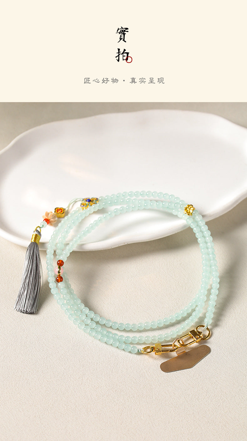 Good Luck Beaded Phone Lanyard Crossbody Strap | Protective Phone Necklace for Travel & Social Ease