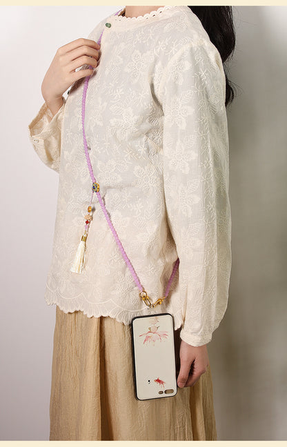 Good Luck Beaded Phone Lanyard Crossbody Strap | Protective Phone Necklace for Travel & Social Ease