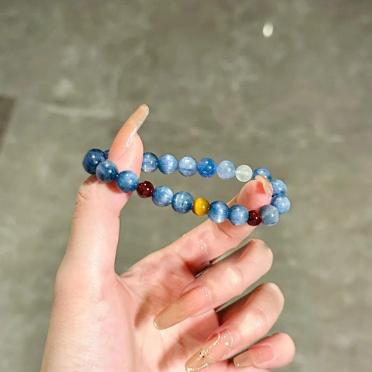 Lucky Blue Career Bracelet | Blue crystal beaded bracelet with opportunity accents, symbolic for luck, opportunities & good news