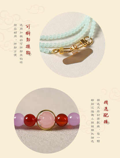 Good Luck Beaded Phone Lanyard Crossbody Strap | Protective Phone Necklace for Travel & Social Ease