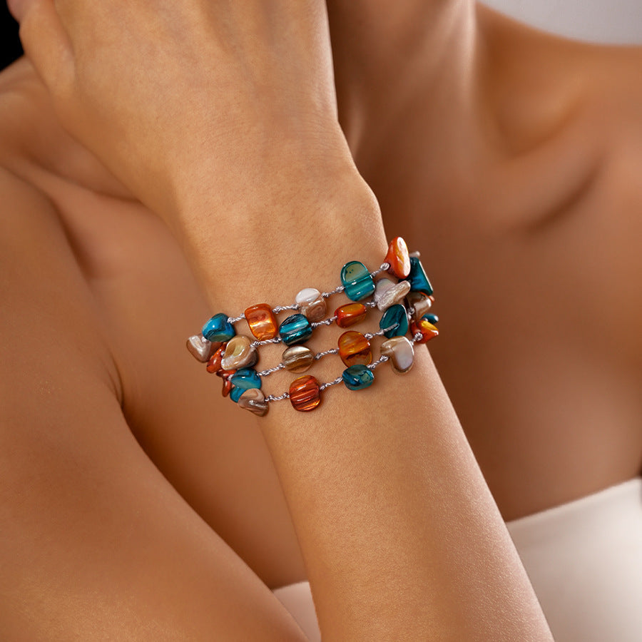 Natural shell and crystal beaded necklace gift set - Blessing Ceremony - Photo frame and amulet