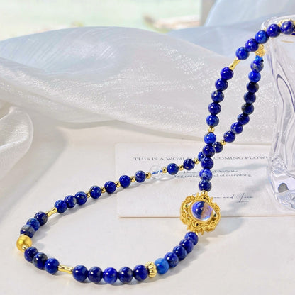 Natural lapis lazuli wraps jewelry - deep blue and gold wisdom necklaces/bracelets