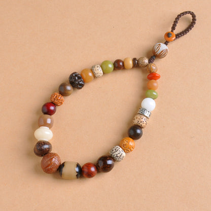 18-Seed Bodhi Bracelet Keychain - Calm Mind, Pure Thoughts, Spiritual Growth, Elastic Layering