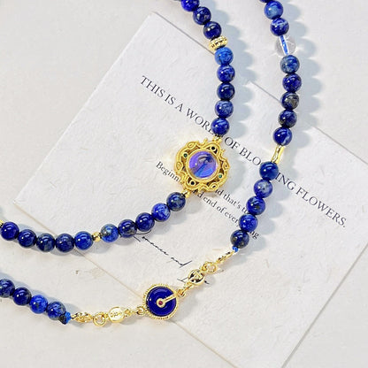 Natural lapis lazuli wraps jewelry - deep blue and gold wisdom necklaces/bracelets
