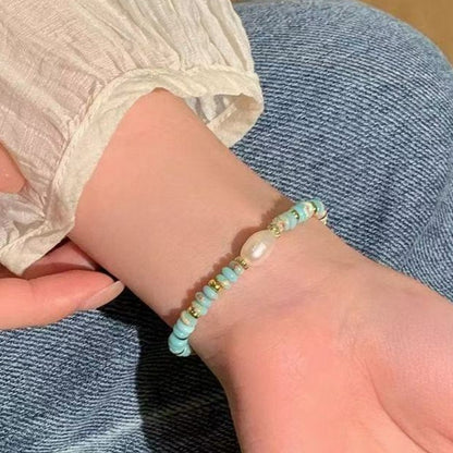 Shoushan Stone & Freshwater Pearl Necklace or Bracelet, Pastel Beaded Calming Energy Jewelry