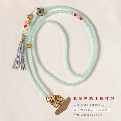 Good Luck Beaded Phone Lanyard Crossbody Strap | Protective Phone Necklace for Travel & Social Ease