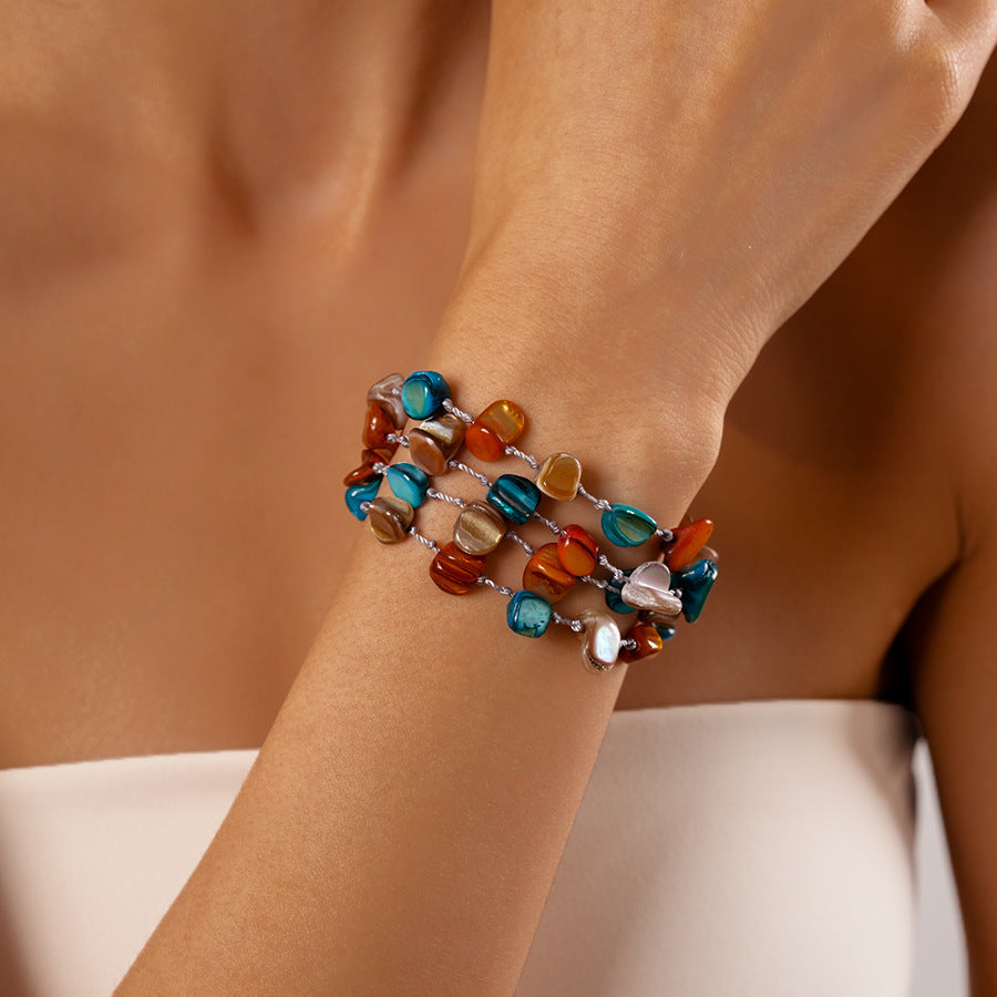 Natural shell and crystal beaded necklace gift set - Blessing Ceremony - Photo frame and amulet