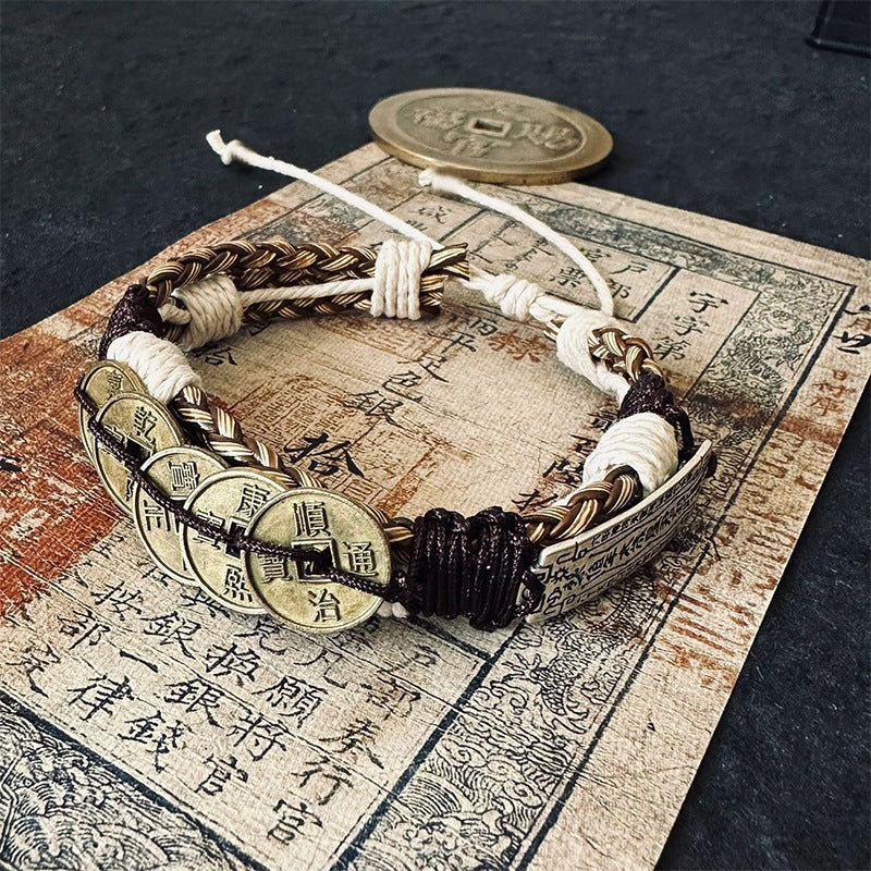 Ancient coin guardian bracelet: Symbolizing stability and opportunity, suitable as a gift for both men and women
