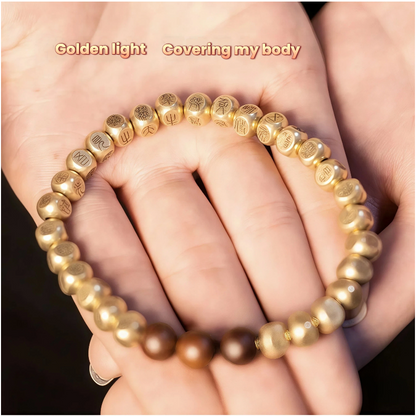 Seal script golden light incantation copper bracelet: Ward off evil, protect, purify negative energy, attract auspiciousness
